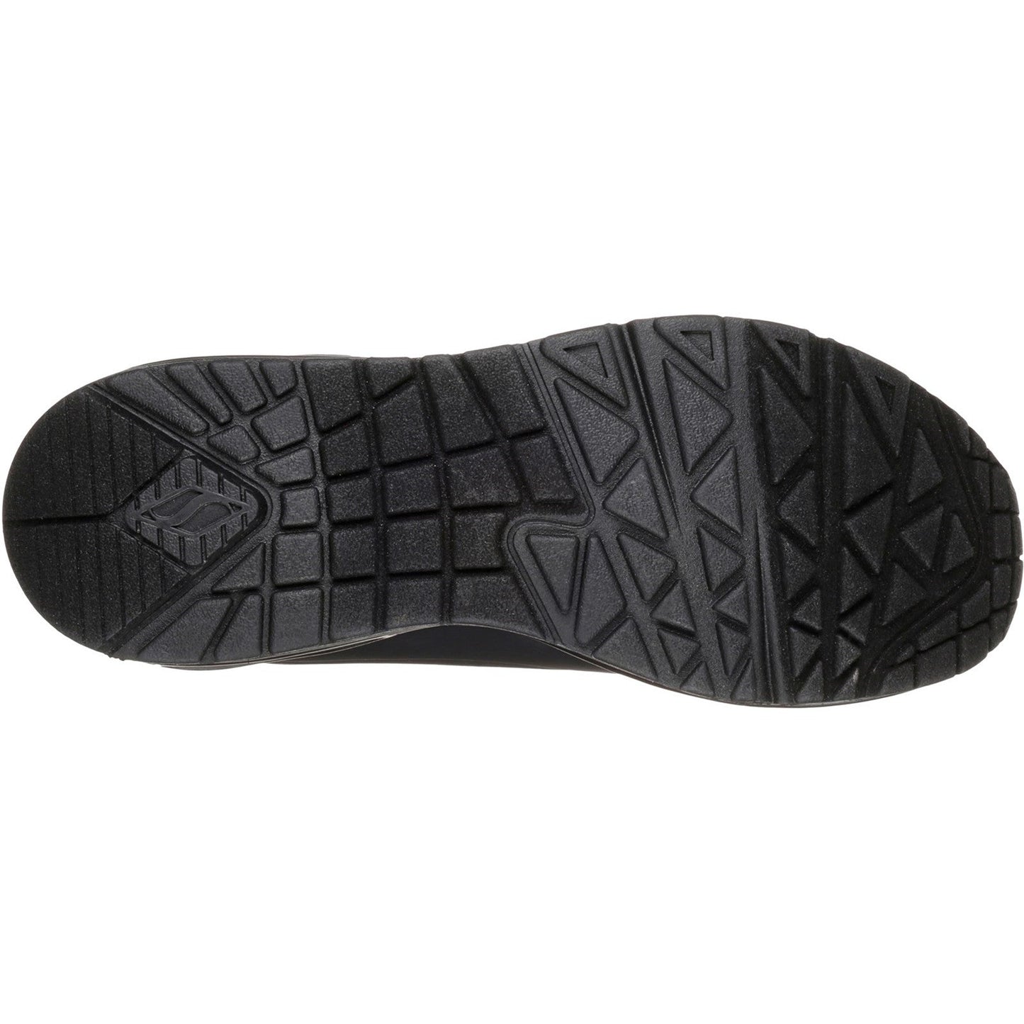 Women's Wide Fit Skechers 73690 Uno Stand On Air Walking Street Wear Trainers - Black/Black