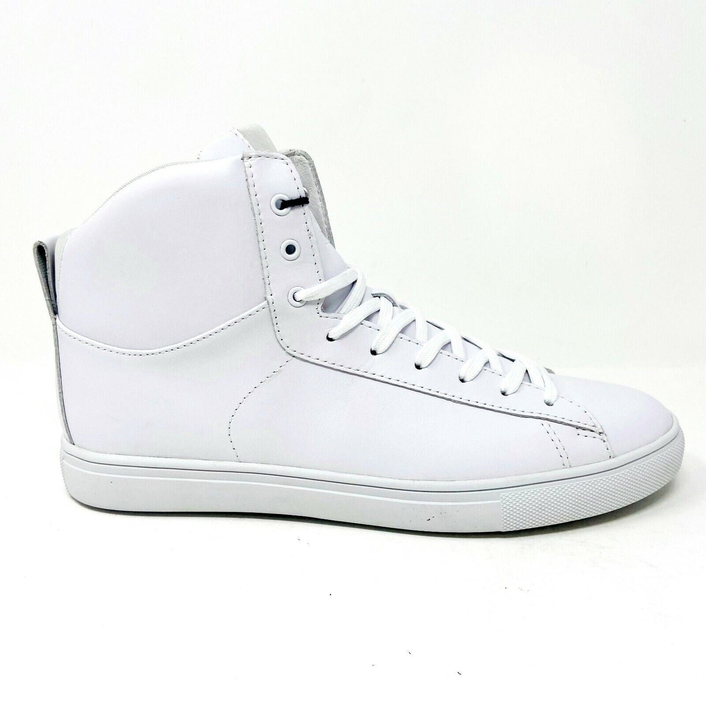Clae Frazier White Leather Mens Premium Mid Top Casual Shoes Sneakers