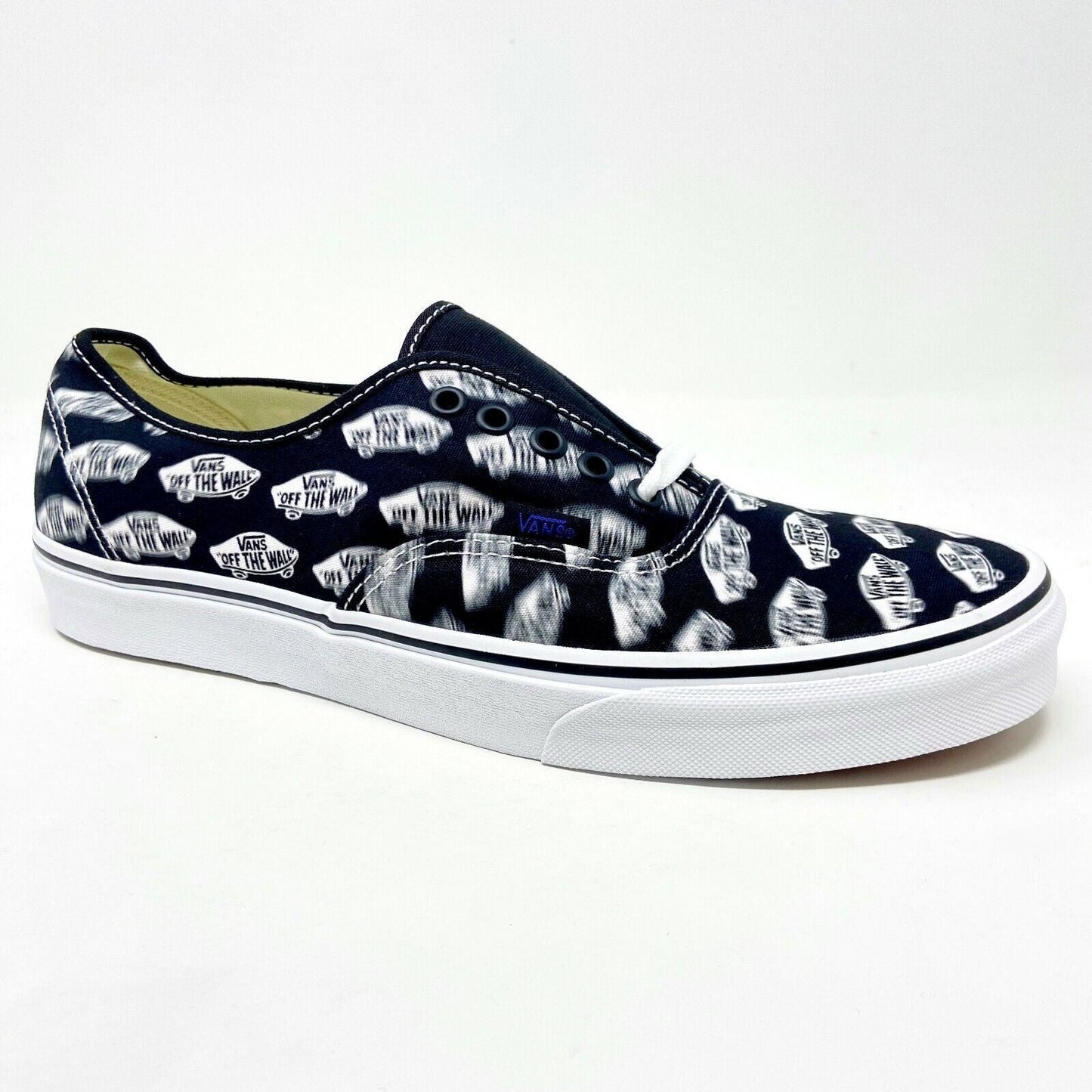 Vans Authentic (Blue Boards) Black True White Faded Logos Mens Casual Shoes