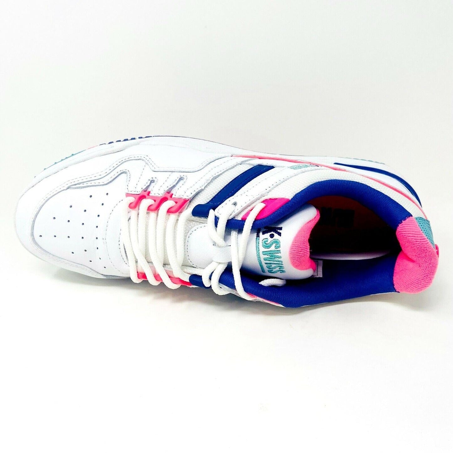 K-Swiss Match Rival White Blue Turquoise Pink Mens Size 7.5 Sneakers 07154 189