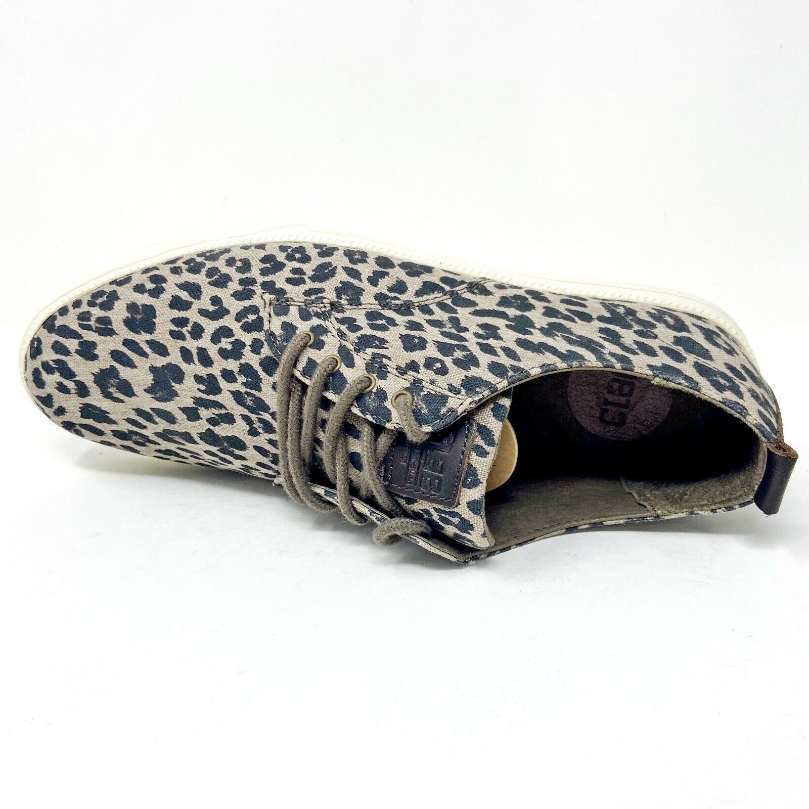 Clae Ellington Textile Umber Leopard Print Canvas Mens Casual Shoes Sneakers