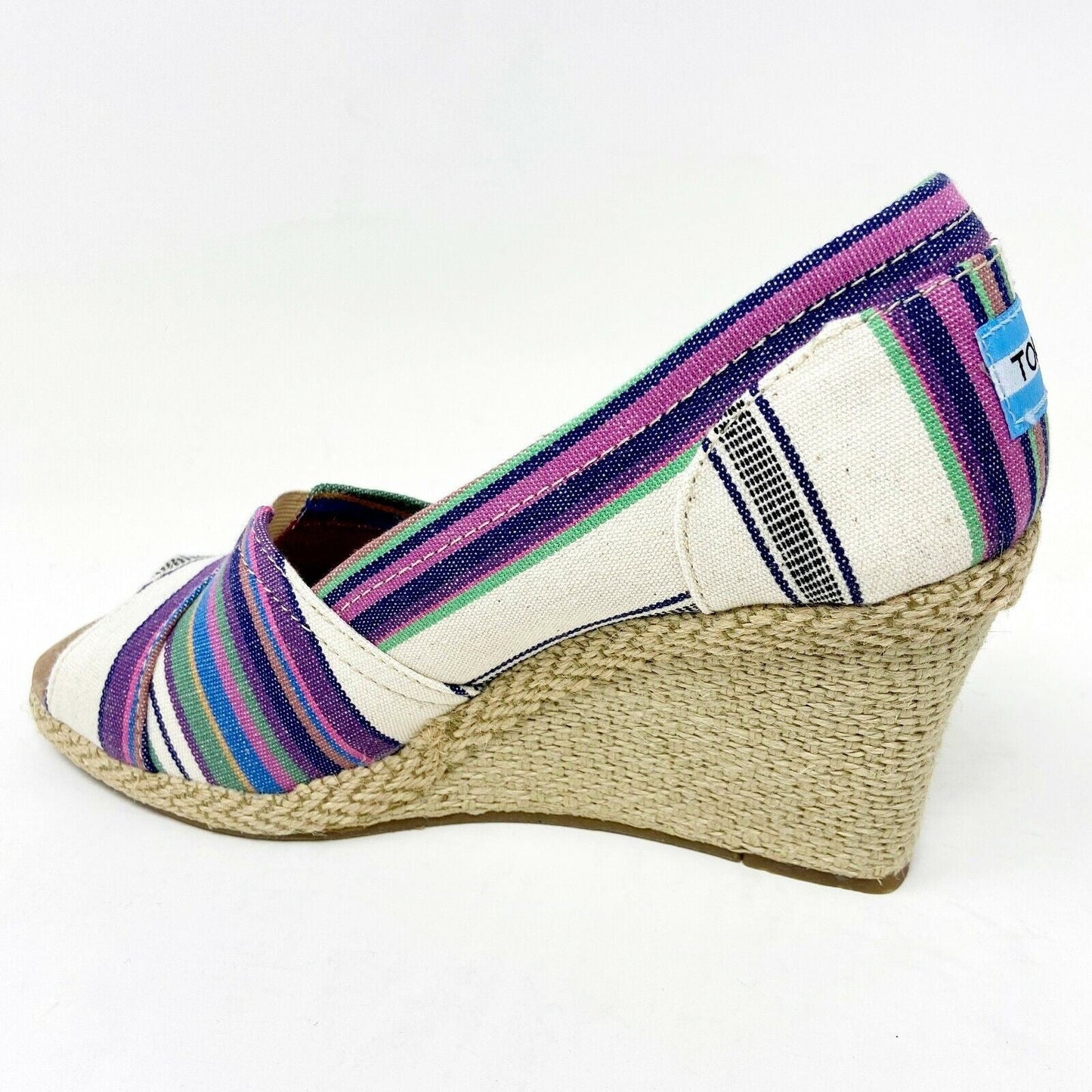 Toms Wedge Village Stripe Womens Open Toe Heel Casual Booties
