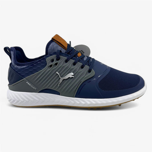 PUMA Ignite Pwradapt Caged Peacoat Silver Shade Mens Wide Waterproof Golf Shoes