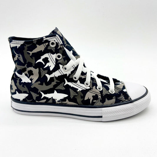 Converse CTAS Hi Shark Bite Black Red Junior Kids Casual Shoes 666888F