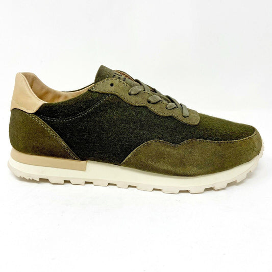 Clae Hoffman Premium Olive Wool Cream Mens Premium Casual Sneakers