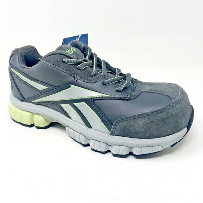 Reebok Work Turnover Grey Green Oxford Womens Wide Composite Toe Sneakers RB442