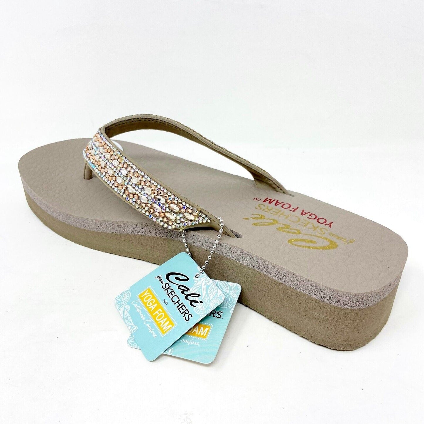 Skechers Vinyasa Glory Day Taupe Womens Flip Flop Comfort Sandals