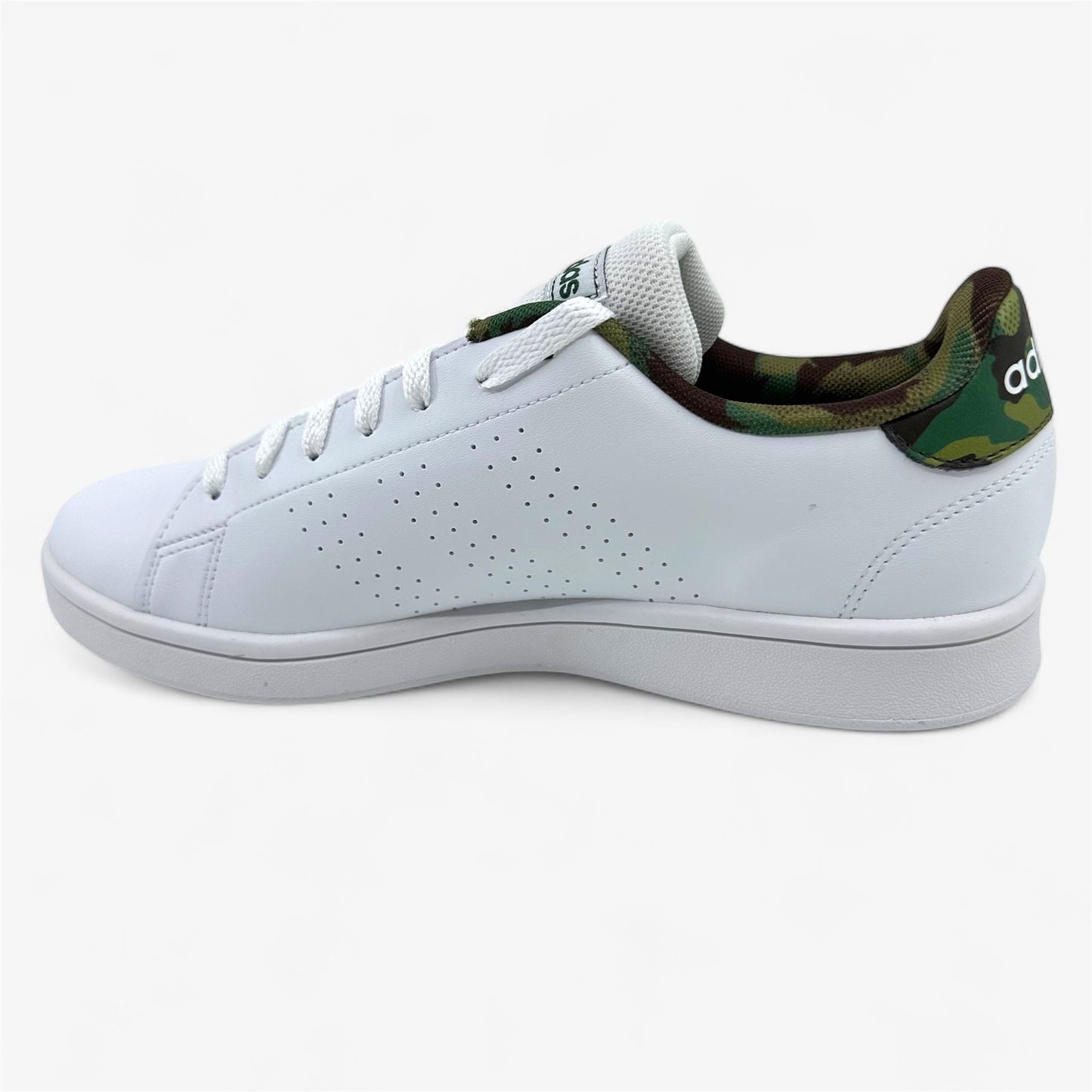 Adidas Advantage Base White Black Camo Mens Athletic Sneaker