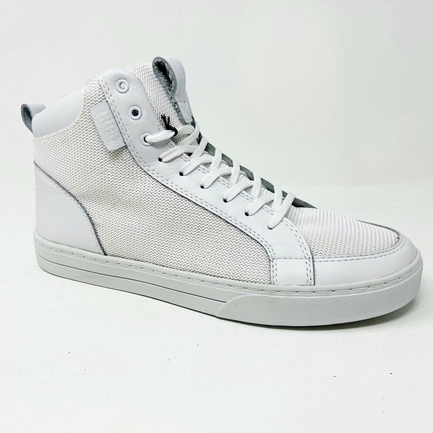 Clae Russell 07 White Tumbled Leather Mesh Mens Casual Sneakers