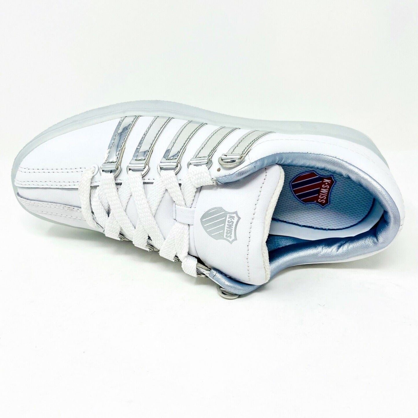 K Swiss Classic 2000 White Silver Kids Size 6 Sneakers 86564 155