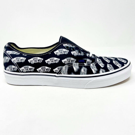 Vans Authentic (Blue Boards) Black True White Faded Logos Mens Casual Shoes