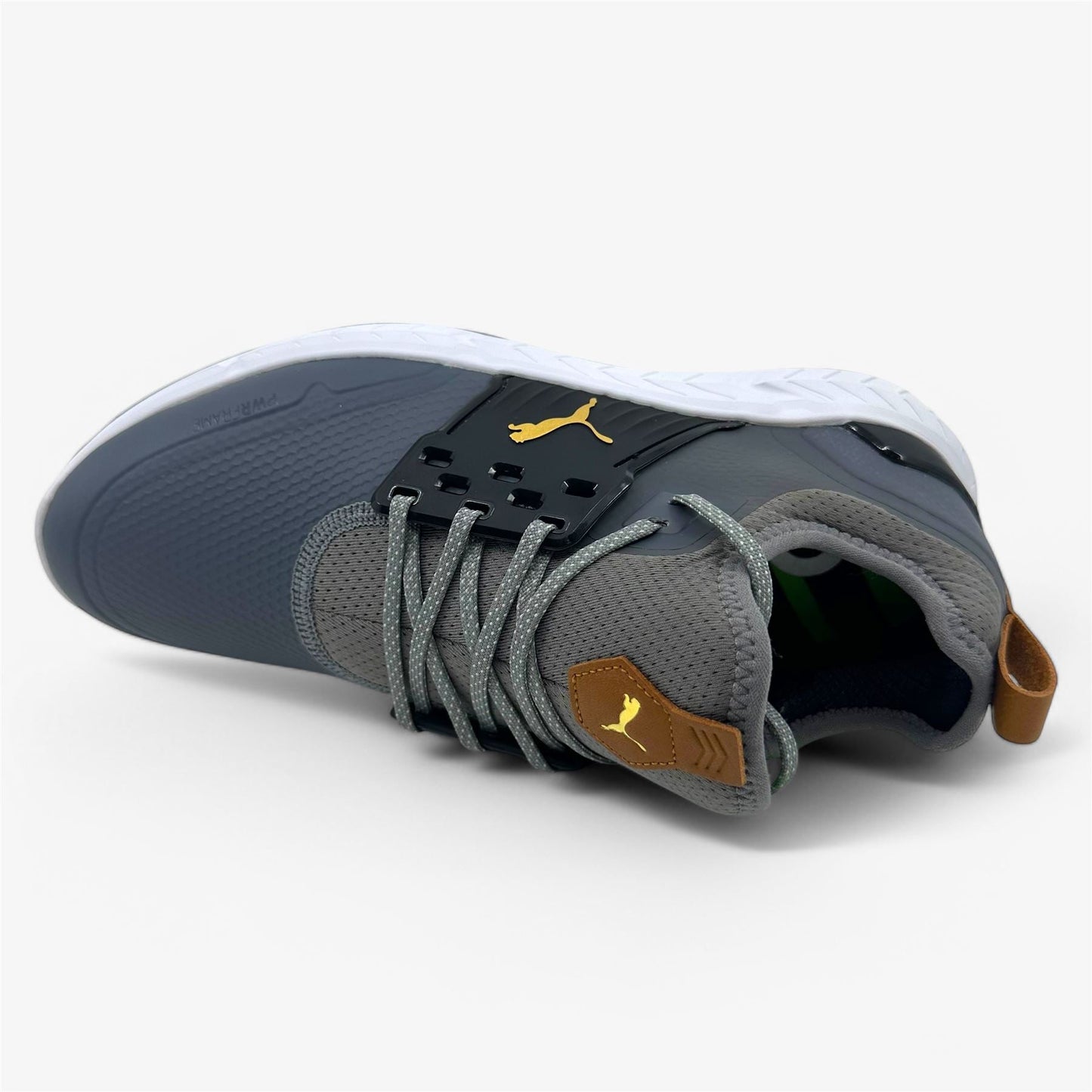 PUMA Ignite Articulate Black Gold Quiet Shade Mens Wide Waterproof Golf Shoes