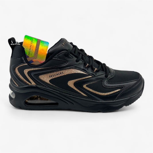 Skechers Tres Air Uno Shimm Airy Black Rose Gold Womens Athletic Sneaker