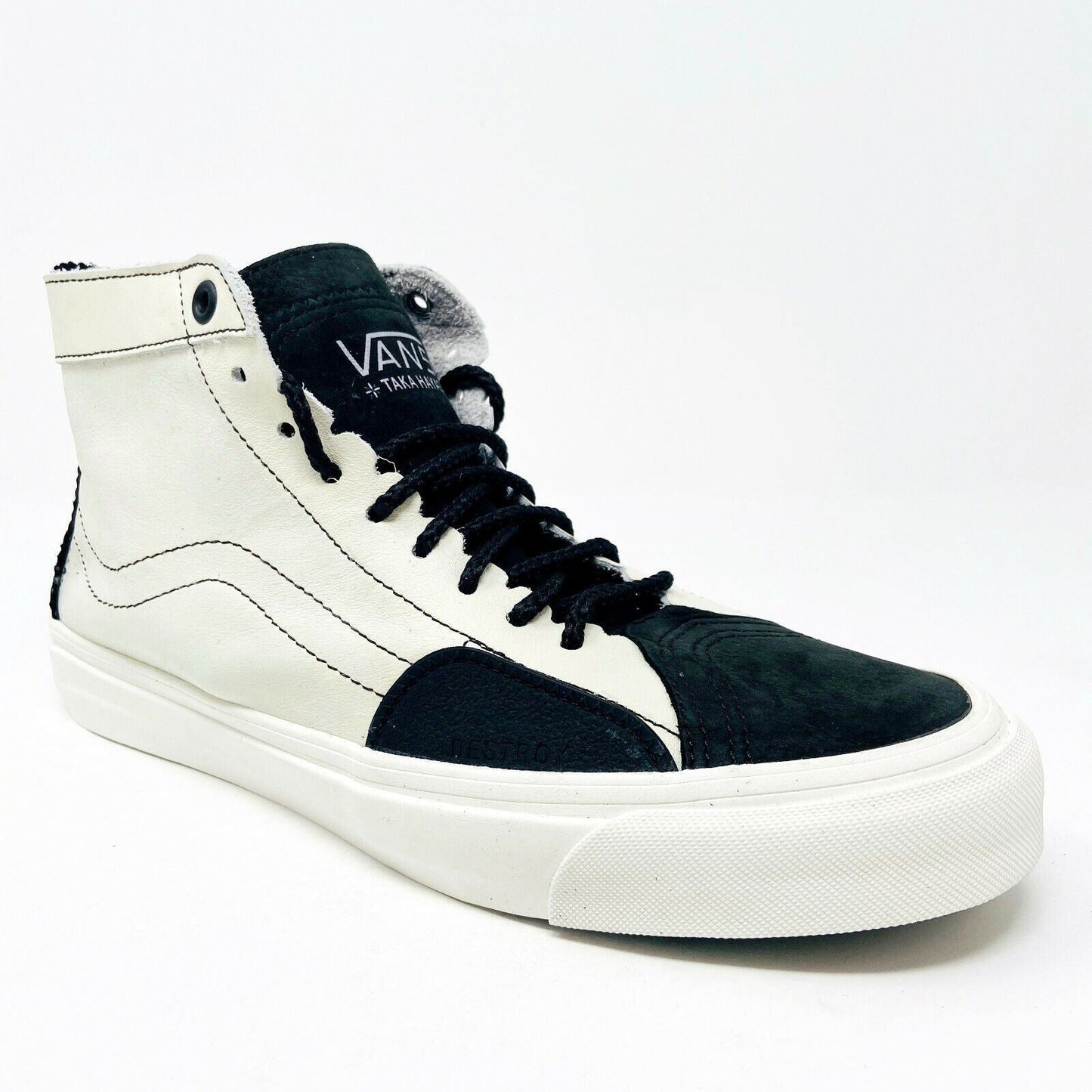 Vans Vault Taka Hayashi Sk8 Hi LX Black Marshmallow Mens Leather Sneakers