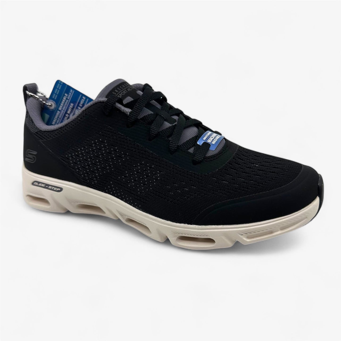 Skechers Glide Step Gratify Lume Black Natural Womens Athletic Sneaker