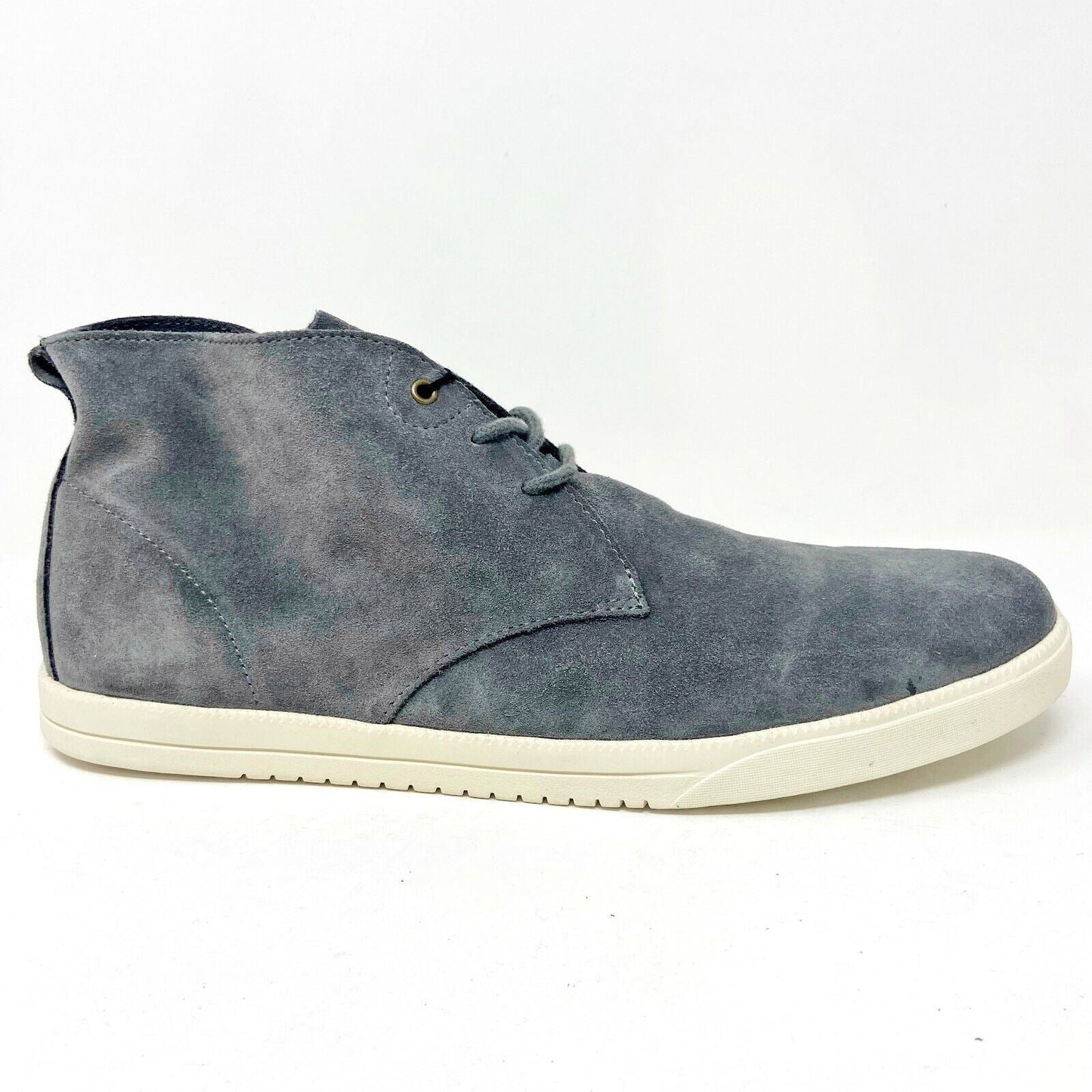 Clae Strayhorn Unlined Charcoal Suede Cream Gray Mens Casual Sneakers