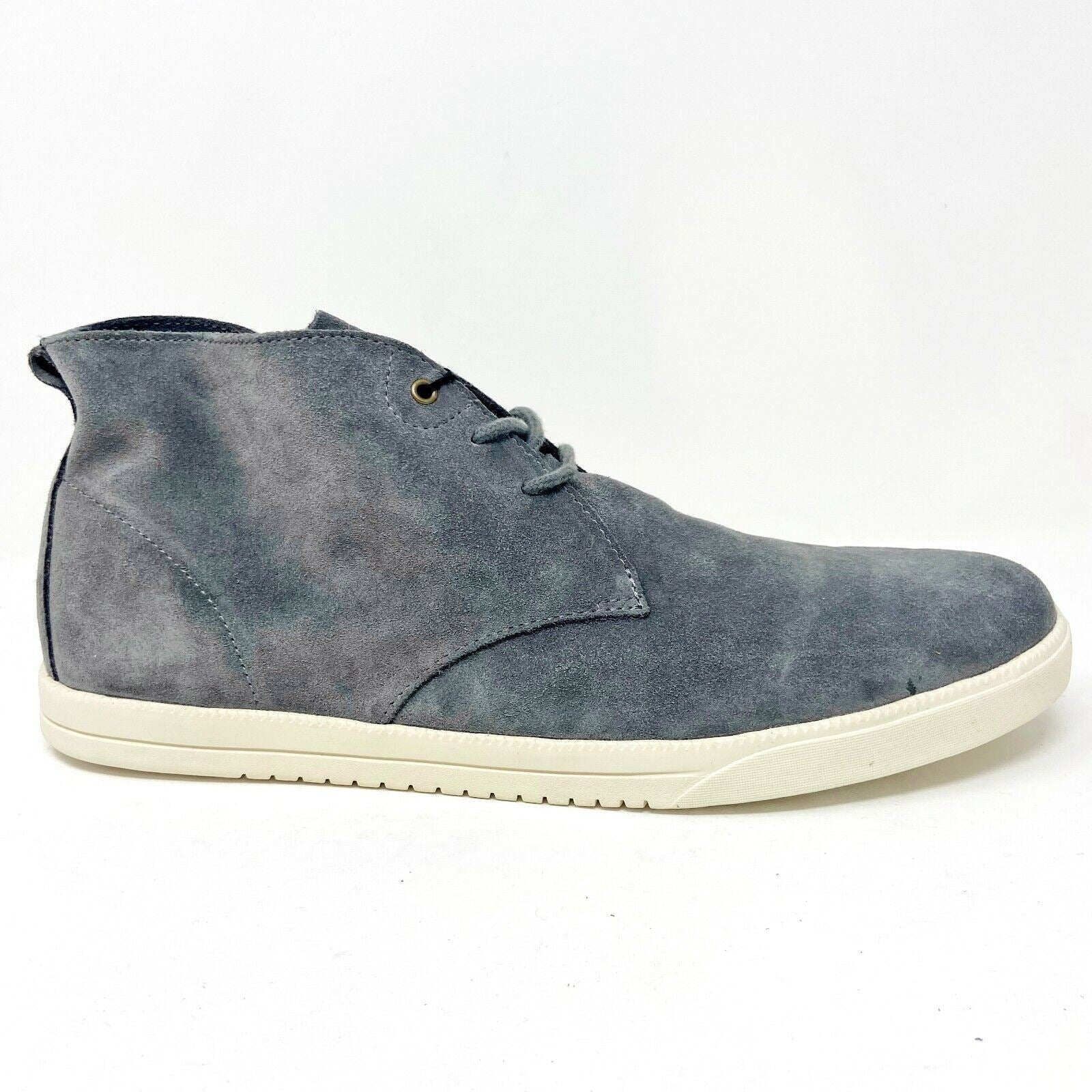 Clae Strayhorn Unlined Charcoal Suede Cream Gray Mens Casual Sneakers