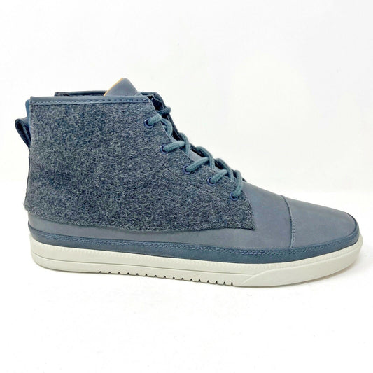 Clae Chambers Charcoal Leather Wool Mens Size 9.5 Premium Mid Casual Sneakers