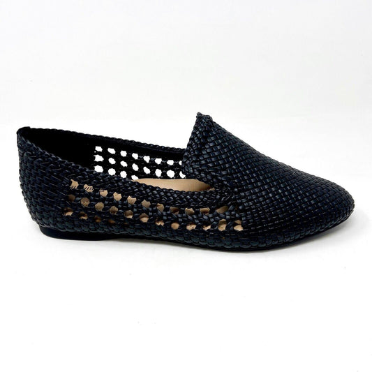 Birdies The Starling Black Woven Womens Vegan Leather Slip On Flats Loafers