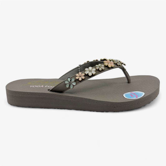 Skechers Meditation Daisy Crush Taupe Multicolor Womens Sandal Thong