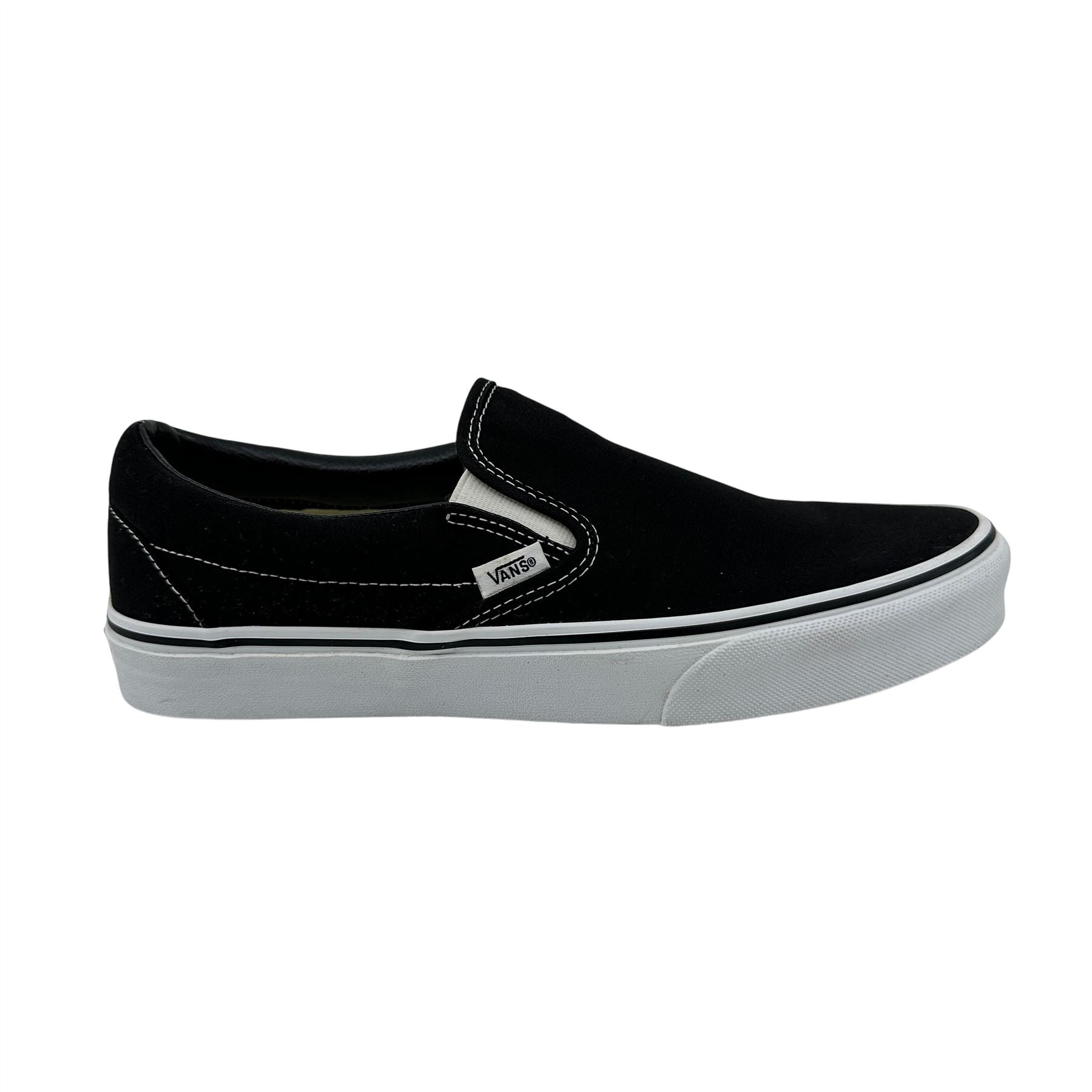 VANS Classic Slip On Black White Womens Athletic Sneaker