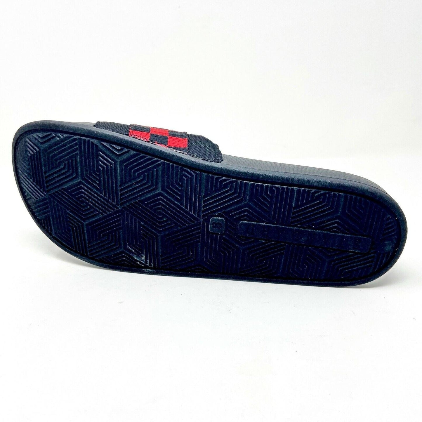 STNDRD Standard Los Angeles Monaco Checkerboard Black Red Womens Slide Sandals