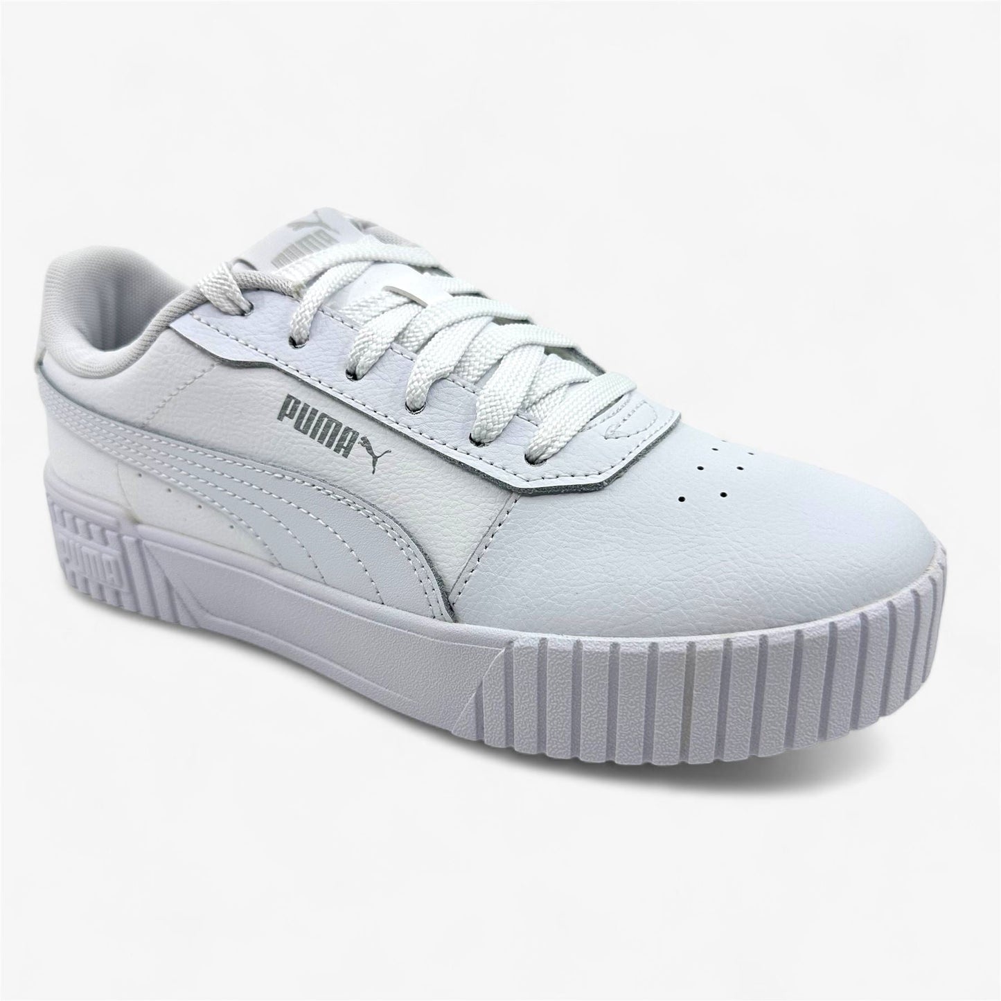 PUMA Carina 2.0 White Silver Womens Athletic Sneaker
