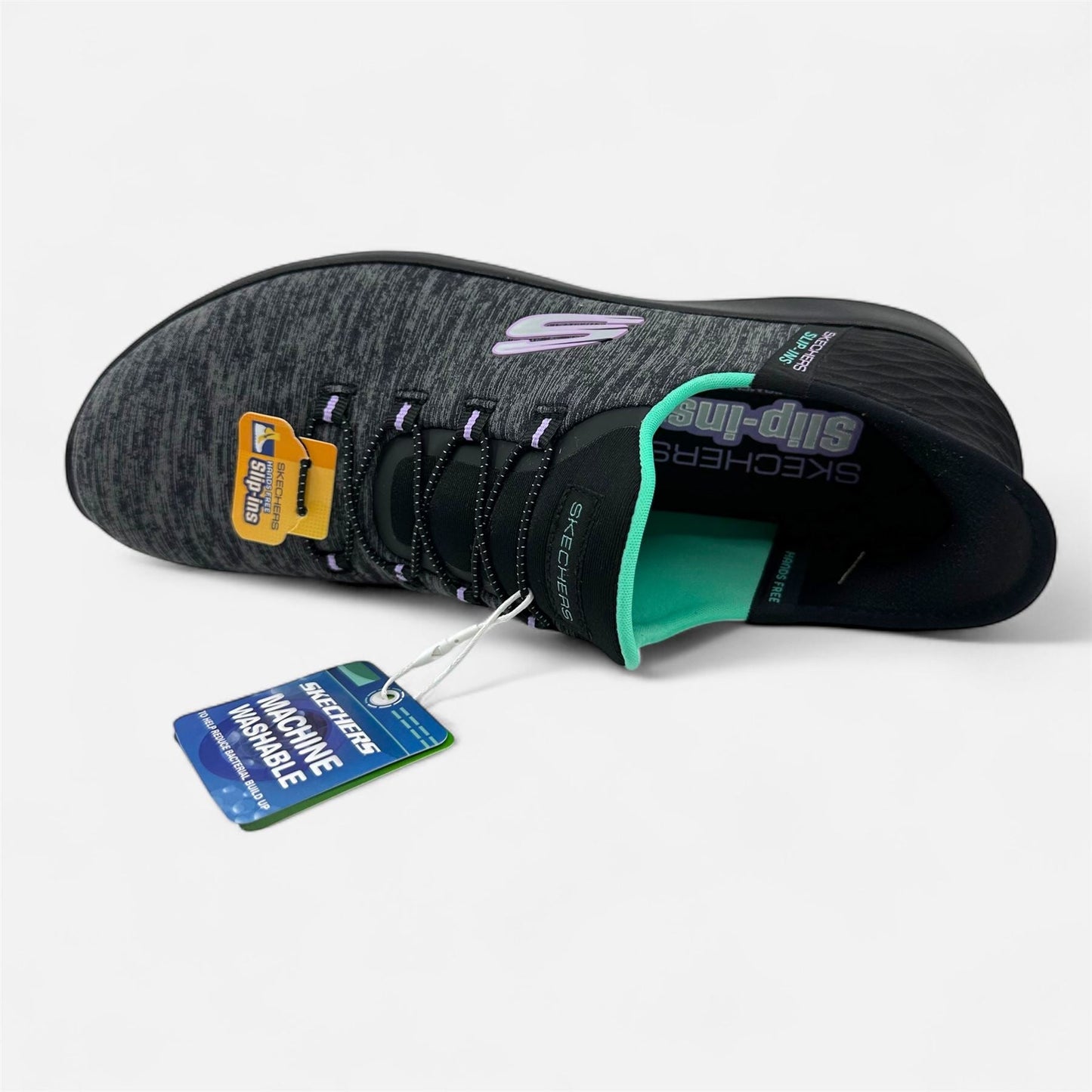 Skechers Summits Dazzling Haze Black Turquoise Womens Slip Ins Sneaker