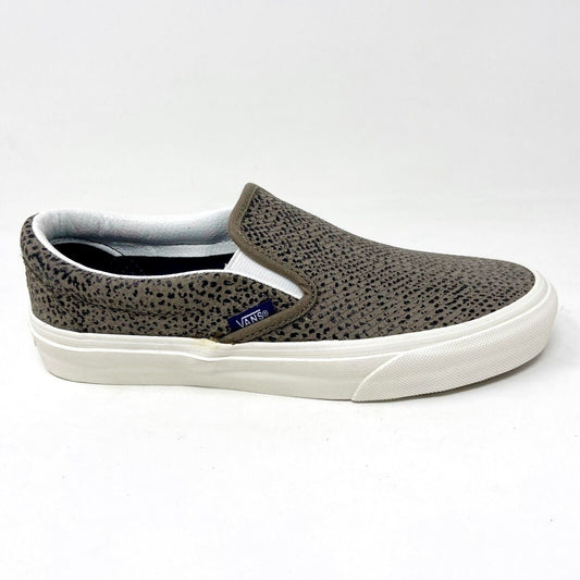 Vans Classic Slip On (Cheetah Suede) Tan Black Womens Animal Print Casual Shoes