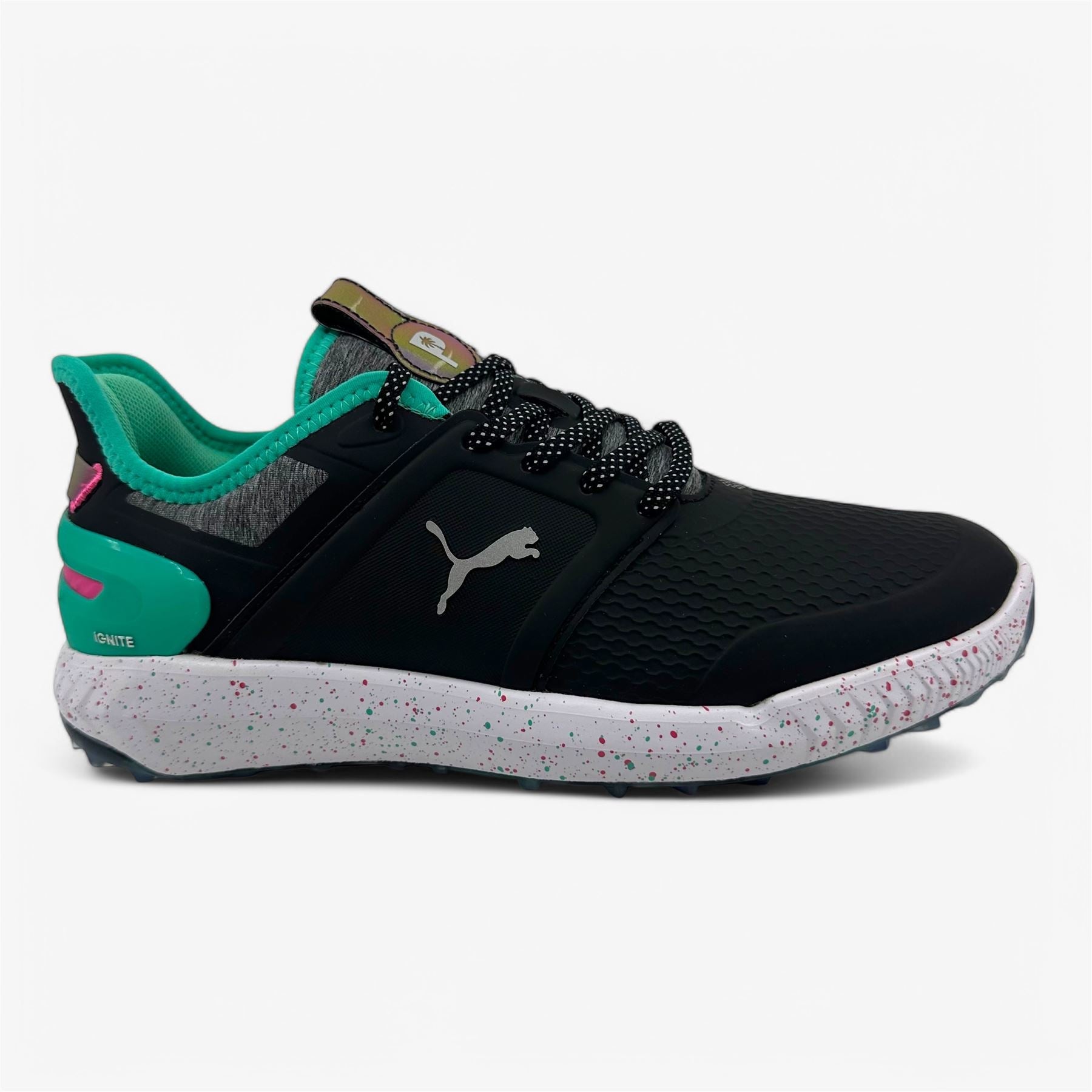 PUMA X PTC Ignite Elevate Black Aqua Green Pink Mens Waterproof Golf Shoes